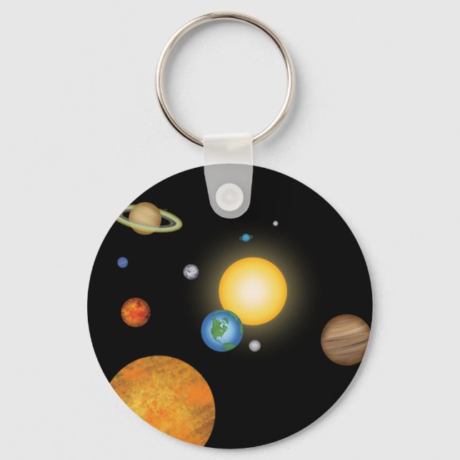 Solar System Planets in Deep Dark Space Key Ring (Front)
