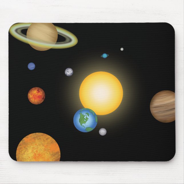 Solar System Planets in Deep Dark Space Mouse Mat (Front)