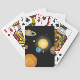 Solar System Planets in Deep Dark Space Playing Cards