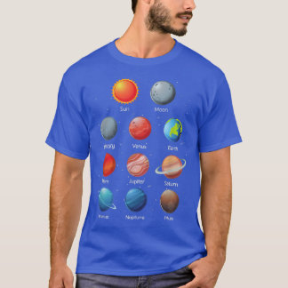 Solar System Planets In Space Science Vintage  T-Shirt