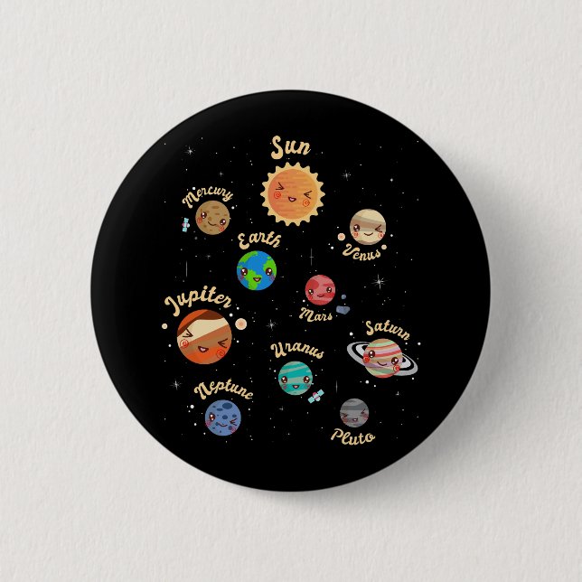 Solar System Planets Kids Knowledge Outer Space 6 Cm Round Badge (Front)