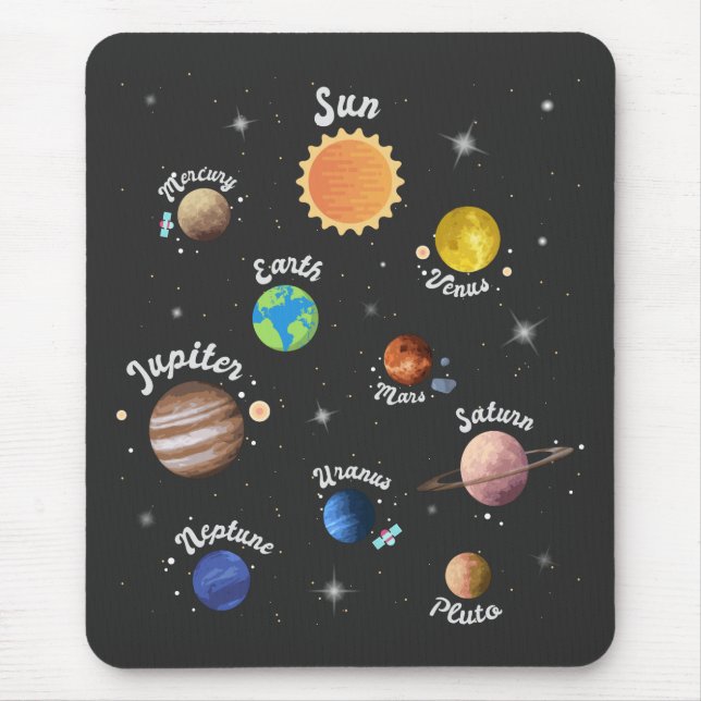 Solar System Planets Kids Knowledge Outer Space Ca Mouse Mat (Front)