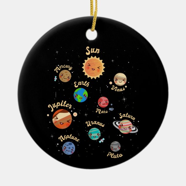 Solar System Planets Kids Knowledge Outer Space Ceramic Tree Decoration (Front)