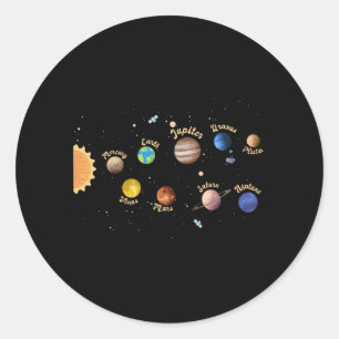 Solar System Planets Kids Knowledge Outer Space Classic Round Sticker