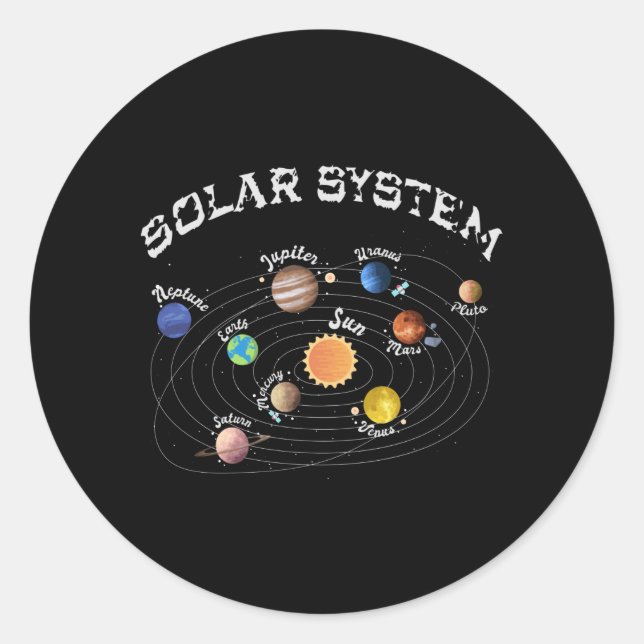 Solar System Planets Kids Knowledge Outer Space Classic Round Sticker (Front)