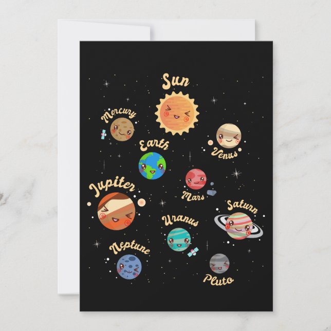 Solar System Planets Kids Knowledge Outer Space Invitation (Front)