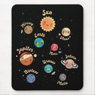 Solar System Planets Kids Knowledge Outer Space Mouse Mat