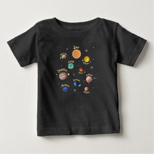 Solar System Planets Kids Knowledge Outer Space T- Baby T-Shirt