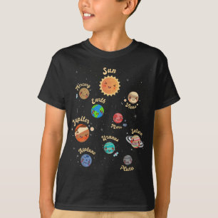 Solar System Planets Kids Knowledge Outer Space T-Shirt