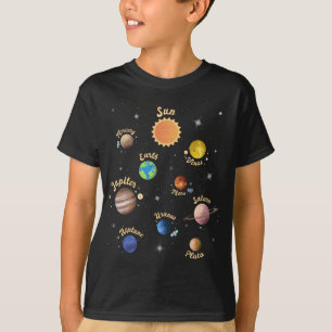 Solar System Planets Kids Knowledge Outer Space T- T-Shirt