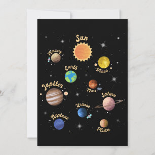 Solar System Planets Kids Knowledge Outer Space T- Thank You Card