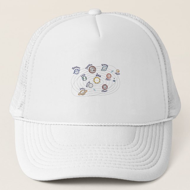 Solar System Planets Kids Knowledge Outer Space Trucker Hat (Front)