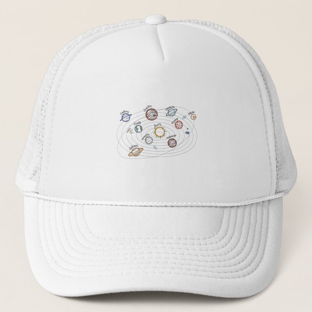 Solar System Planets Kids Knowledge Outer Space Trucker Hat (Front)