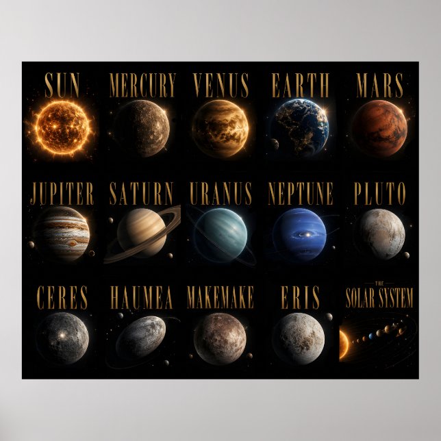Solar System Planets Luxury Space Wall Art (Front)