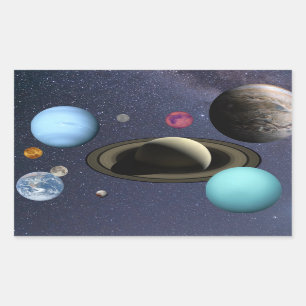 Solar system planets rectangular sticker