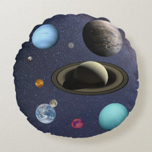 Solar system planets round cushion