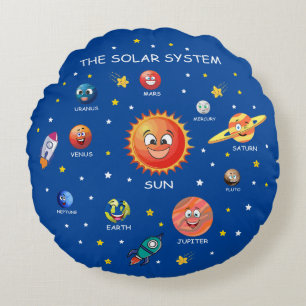 Solar System Planets Round Cushion