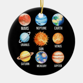 Solar System Planets Science Earth Ceramic Tree Decoration