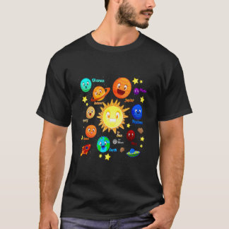 Solar System Planets Science Space Boys Girls Kids T-Shirt