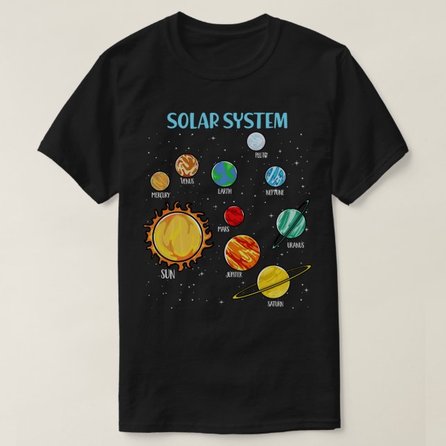 Solar System Planets Science Space Boys Girls SEM  T-Shirt (Design Front)