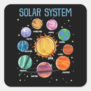 Solar System Planets Science Space Boys Girls STEM Square Sticker