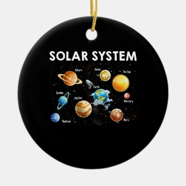 Solar System Planets Science Space Ceramic Tree Decoration (Front)