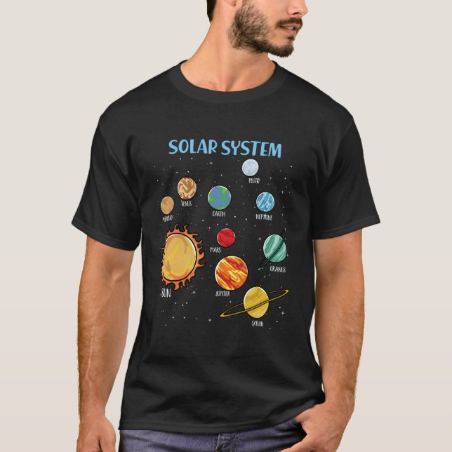 Solar System Planets Science Space Stem T-Shirt (Front)