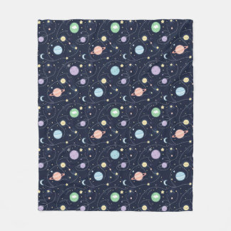 Solar System Planets Seamless Pattern Fleece Blanket
