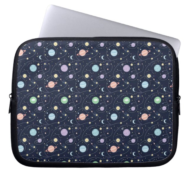 Solar System Planets Seamless Pattern Laptop Sleeve (Front)