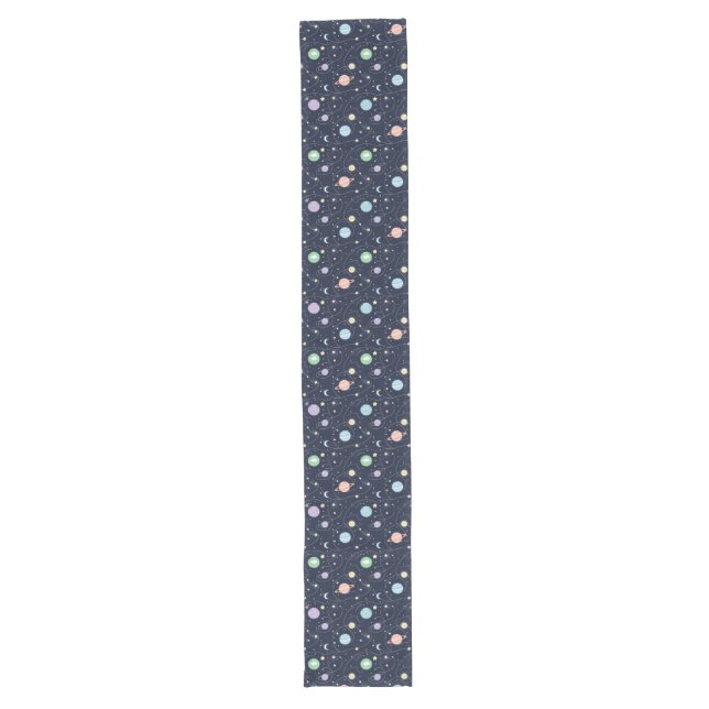 Solar System Planets Seamless Pattern Long Table Runner (Front)