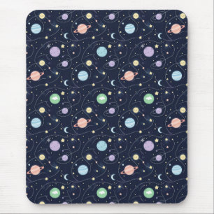 Solar System Planets Seamless Pattern Mouse Mat