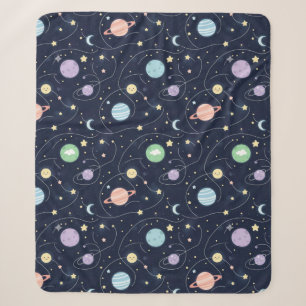 Solar System Planets Seamless Pattern Sherpa Blanket