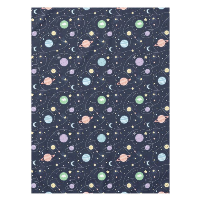 Solar System Planets Seamless Pattern Tablecloth (Front)