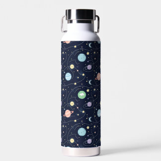 Solar System Planets Seamless Pattern Water Bottle