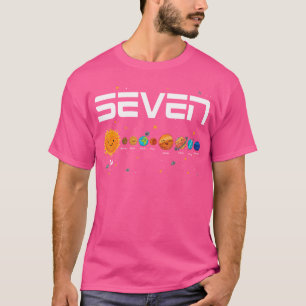 Solar System Planets Seven 7 Years Old 7Th Birthda T-Shirt