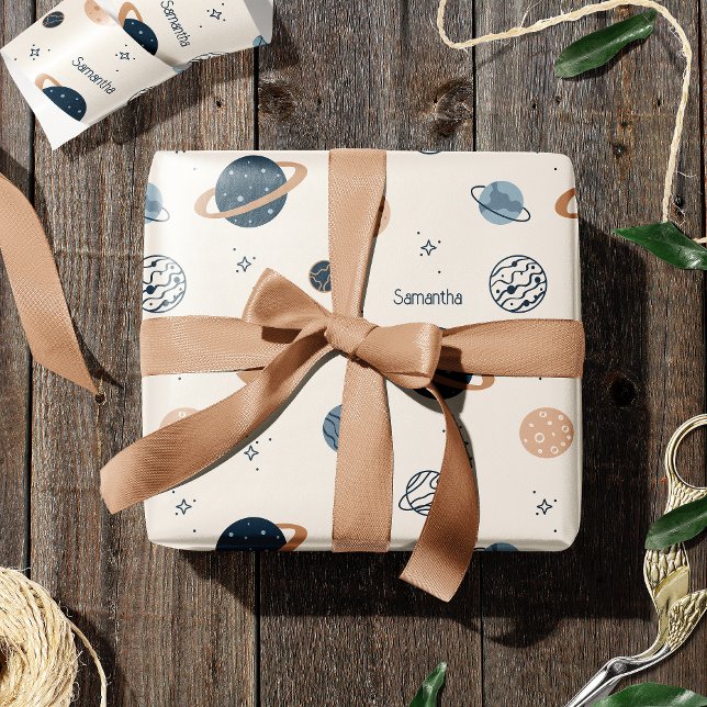 Solar System Planets Sketch Pattern Wrapping Paper (Creator Uploaded)