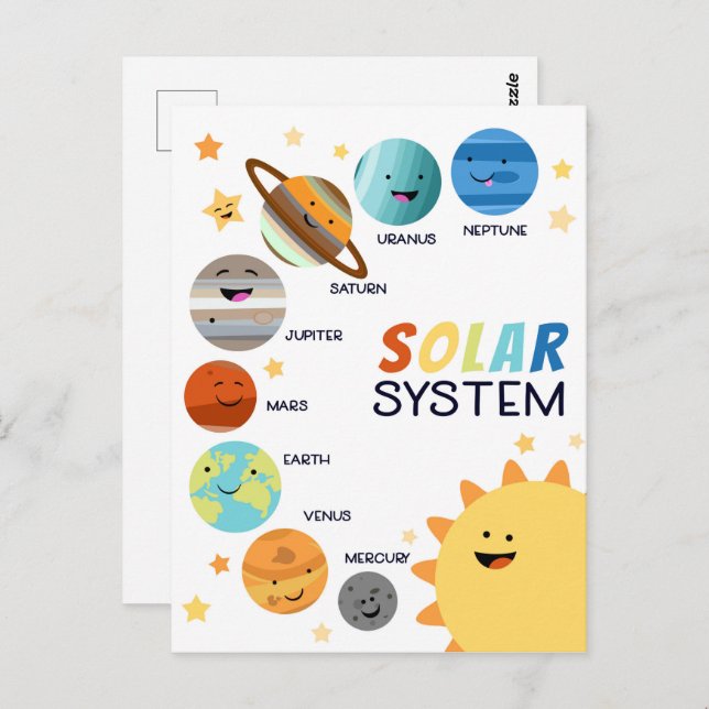 Solar System Planets Space Educational Postcard (Front/Back)