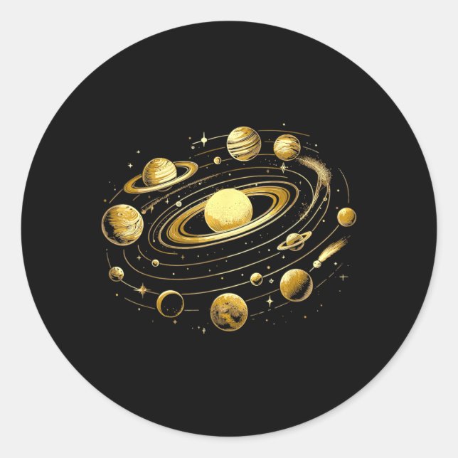 Solar System Planets Space Science Galaxy Classic Round Sticker (Front)