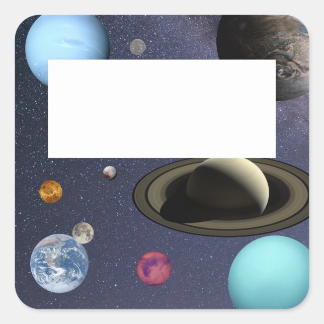 Solar system planets square sticker (Front)