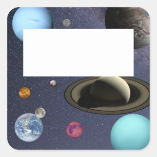 Solar system planets square sticker