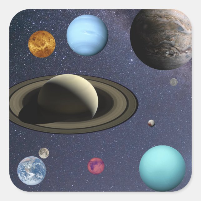 Solar system planets square sticker (Front)