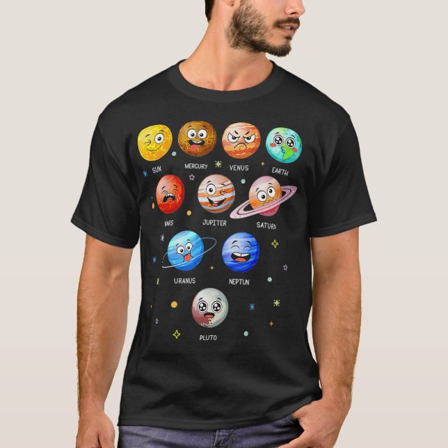 Solar System Planets Sun Space Funny Science Teach T-Shirt (Front)
