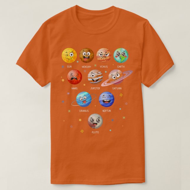 Solar System Planets Sun Space Funny Science Teach T-Shirt (Design Front)