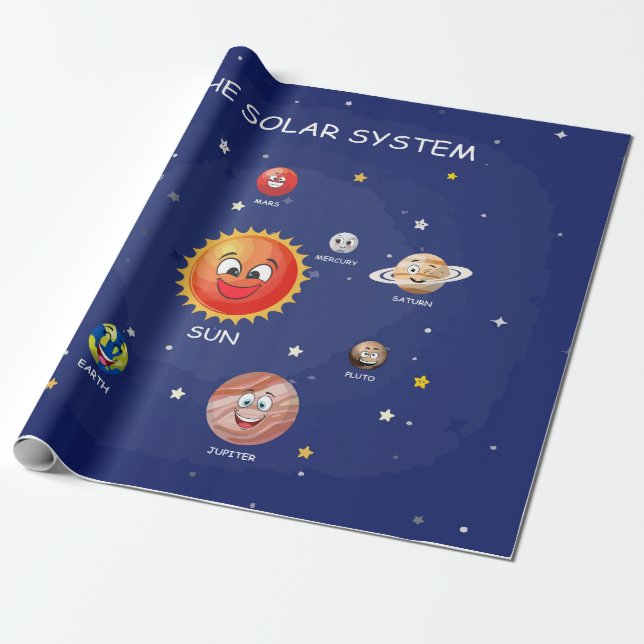 Solar System Planets Wrapping Paper (Unrolled)