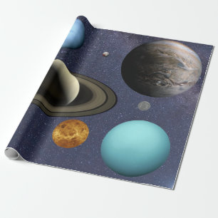 Solar system planets wrapping paper