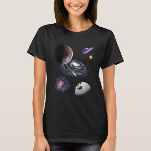 Solar System Space Galaxy Astronaut Universe Plane T-Shirt