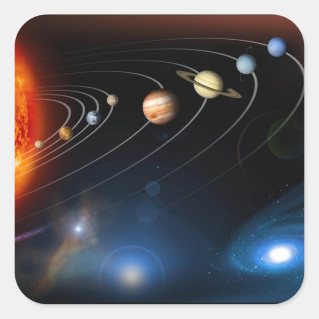 "Solar System" Square Sticker (Front)