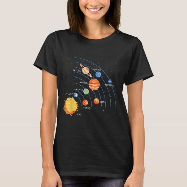 Solar System Sun Planets Orbit Space Galaxy Men T-Shirt (Front)