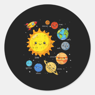 Solar System Sun Planets Rocket Space Galaxy Kids Classic Round Sticker