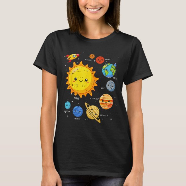 Solar System Sun Planets Rocket Space Galaxy Kids  T-Shirt (Front)